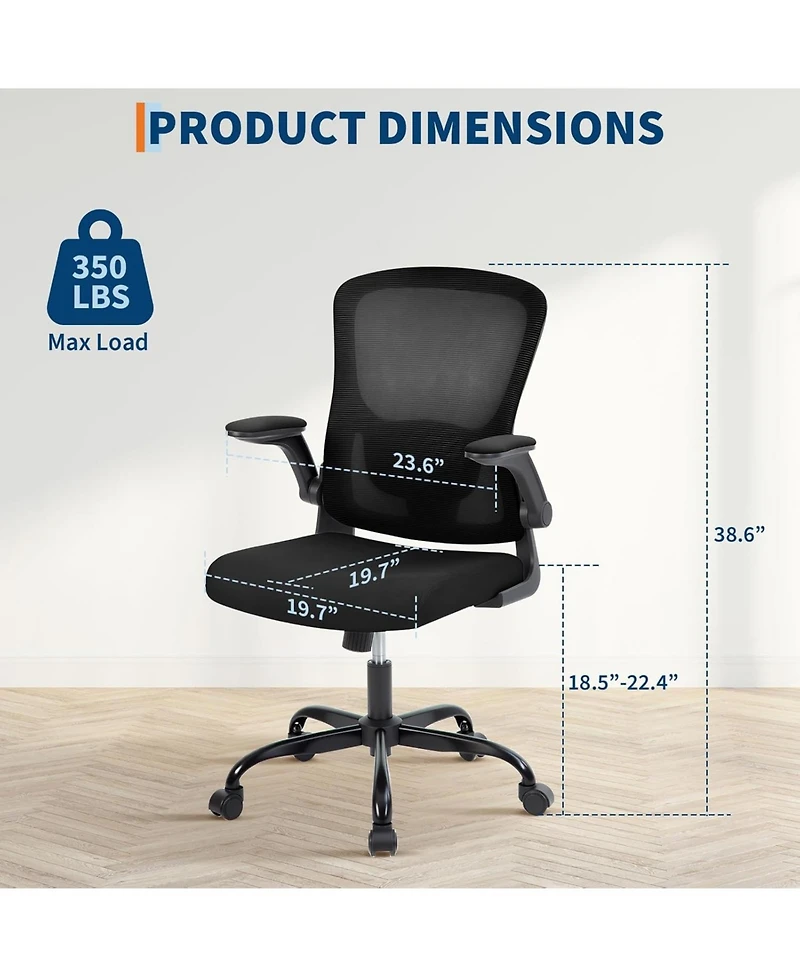 gaomon Ergonomic Office Chair with Lumbar Support,Mesh High Back Rolling Computer Chair for Desk,Comfy Flip-up Arms Chair for Home Office
