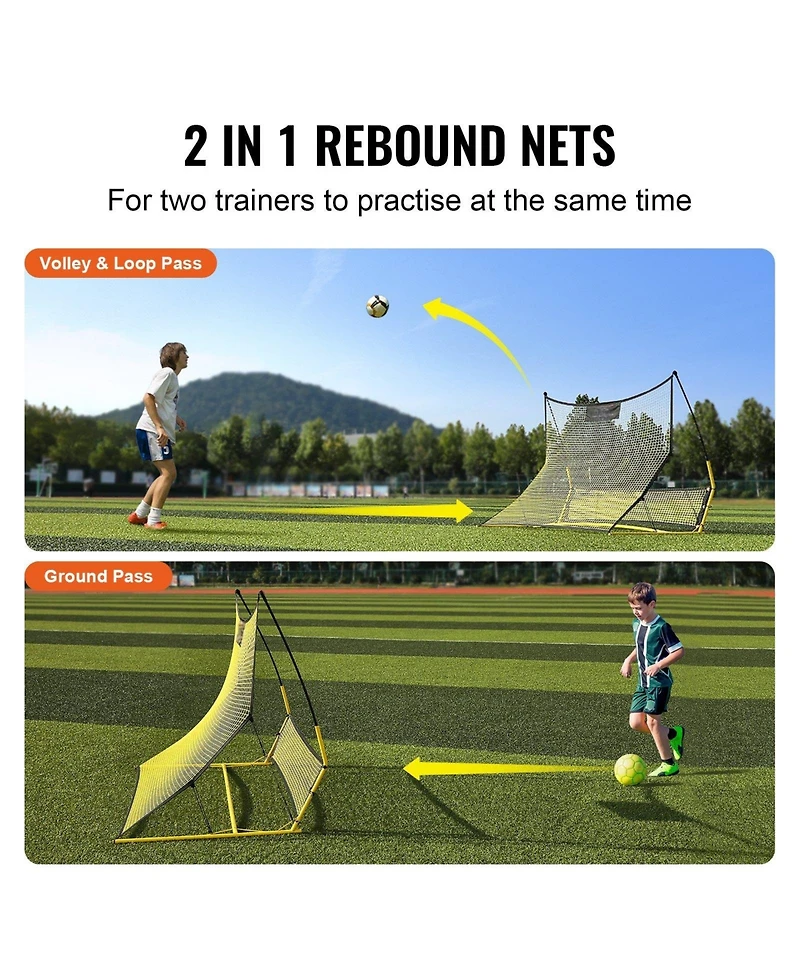 Mecale 71 x 40 Inch 2-in-1 Soccer Rebounder Net with Carry Bag