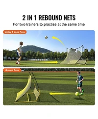 Mecale 71 x 40 Inch 2-in-1 Soccer Rebounder Net with Carry Bag