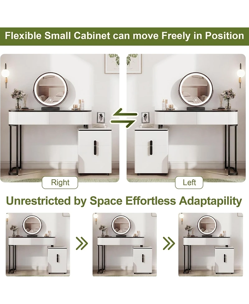 Rainsken Modern Vanity Table with Mirror and Lights