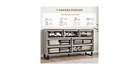 gaomon 7 Dresser for Bedroom, 55" Wide Dresser, Freestanding Horizontal Drawer with Storage