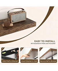 Yigii Floating Shelves Wall Mounted Set of 2 Rustic Wood Storage Shelf