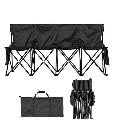 Mecale 4-Seat Portable Folding Sports Bench with Backrest and Carry Bag