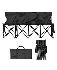 Mecale 4-Seat Portable Folding Sports Bench with Backrest and Carry Bag