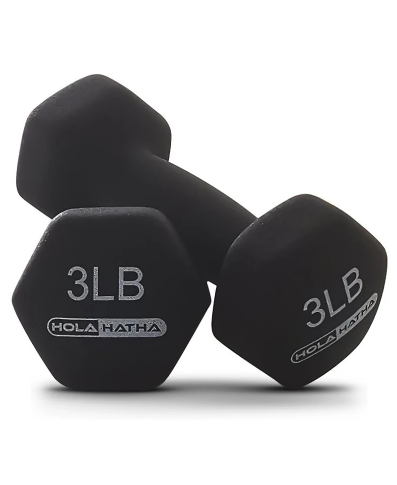 HolaHatha 2, 3, & 5 Pound Neoprene Dumbbell Free Hand Weight Set w/ Rack, Pastel