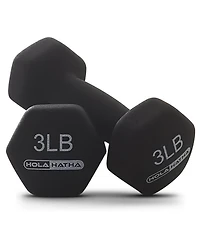 HolaHatha 2, 3, & 5 Pound Neoprene Dumbbell Free Hand Weight Set w/ Rack, Pastel