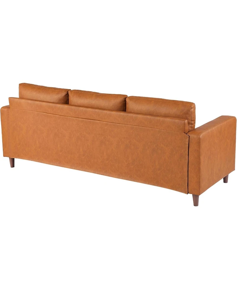 gaomon 85" Mid Century Modern 3-Seater Sofa Couch, Faux Leather Deep Seat