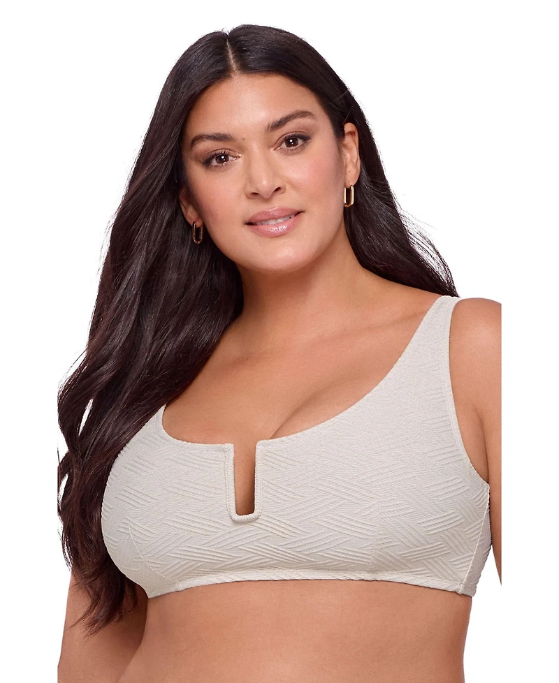 S3 Apparel Women's Supportive Basket Weave Scoop Back Cutout U-Wire Bikini Swimsuit Top