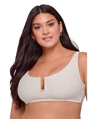 S3 Apparel Women's Supportive Basket Weave Scoop Back Cutout U-Wire Bikini Swimsuit Top