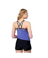 Free Country Women's Textured Mesh Side Tie Blouson Tankini Top