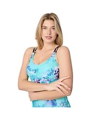 Free Country Women's Side Shirred V-Neck Tankini Top
