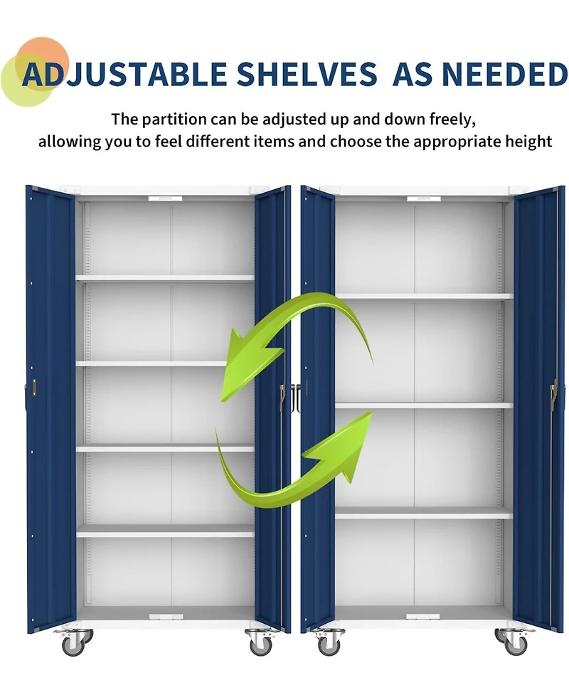 gaomon 71" Steel Storage Cabinet with Locking Doors, 4 Adjustable Shelves, Heavy Duty Metal, Rustproof Tall Cabinet for Garage, Office & Pantry