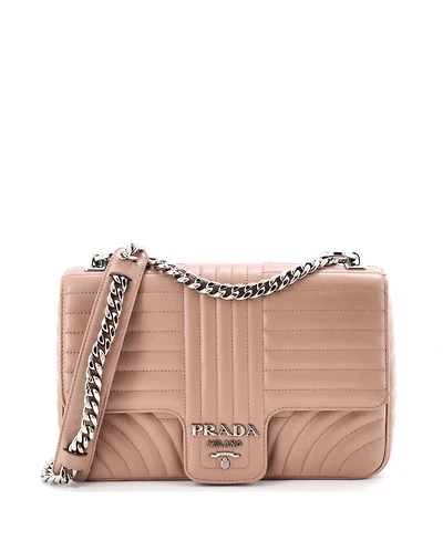 Pre-Owned Prada Large Chain Flap Shoulder Bag Diagramme Quilted Leather
