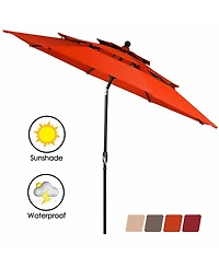 Gymax 10ft 3 Tier Patio Market Umbrella Aluminum Shade Shelter Double Vented Turquoise