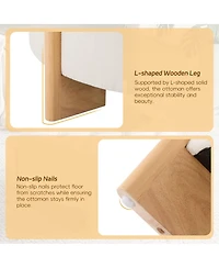 Maison Boucle 32" Round Tufted Ottoman, Chenille Footrest with Solid Wood Legs