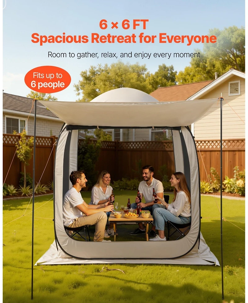 Mecale 6 x 6 Ft Pop-Up Screen House Tent with Awning for 4-6 People