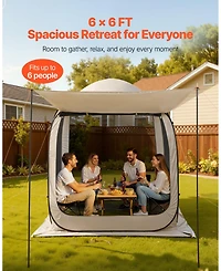 Mecale 6 x 6 Ft Pop-Up Screen House Tent with Awning for 4-6 People
