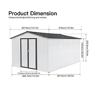Mondawe Metal Garden Sheds 10ft x 12ft Outdoor Storage Sheds 48 sq. ft. Utility Tool House For Patio Backyard