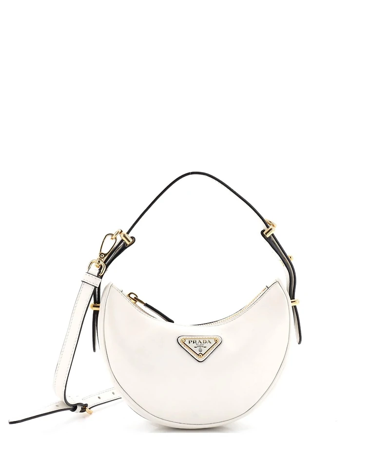 Pre-Owned Prada Mini Arque Half Moon Hobo Leather