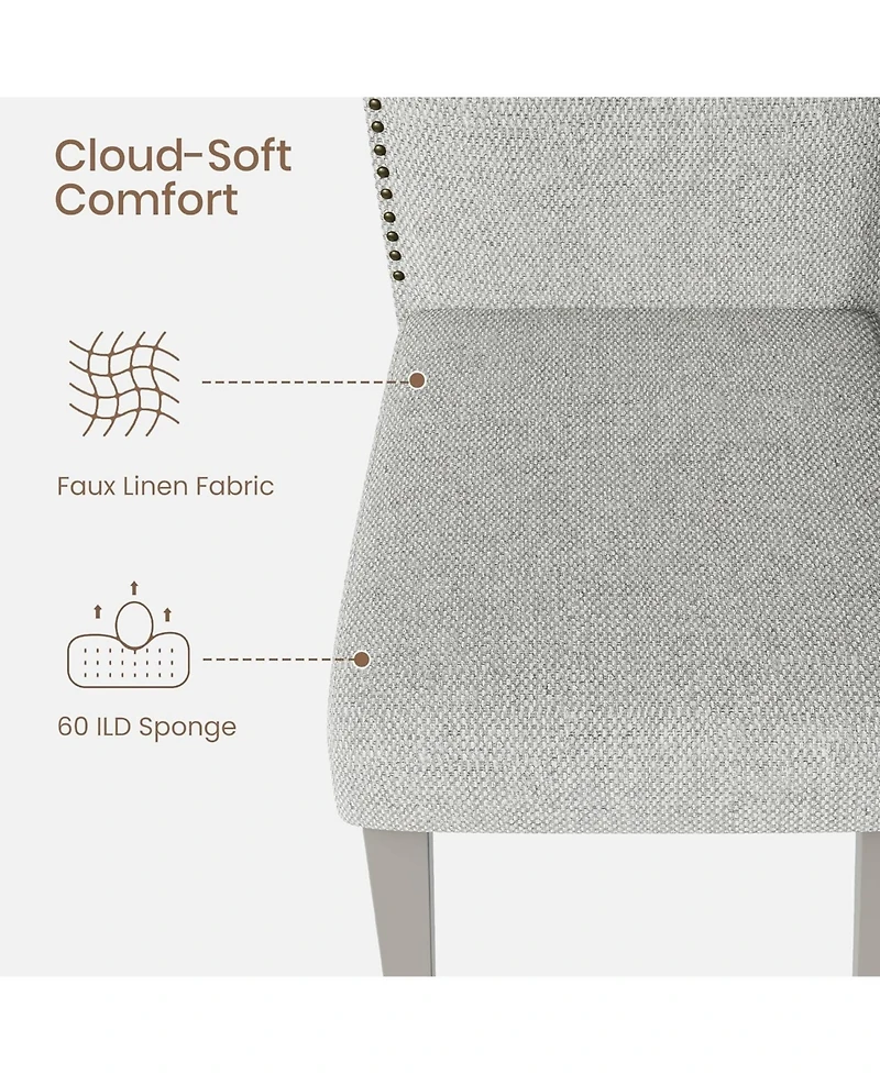 gaomon Upholstered Dining Chair Set,Solid Wood Chairs with Solid Wood Legs,Padded High Back Dining Chair with Nailhead Trim,Fabric Side chair