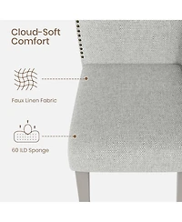 gaomon Upholstered Dining Chair Set,Solid Wood Chairs with Solid Wood Legs,Padded High Back Dining Chair with Nailhead Trim,Fabric Side chair