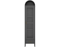 gaomon 73 in Tall Narrow Arched Bookcase, Metal Arched Storage Cabinet with Glass Door & Drawer, Modern Pantry Cabinet for Living Room, Kitchen