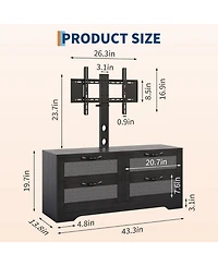gaomon rattan Tv stand with mount, 4 drawer dresser console for TVs up to 70'', farmhouse wooden media unit for living room or bedroom.
