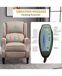 Boyel Living Vibration Massage Recliner Chair with Heat Linen Fabric Push Back Room Sofa