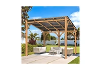 Aecojoy 10' x 10' Wooden Hardtop Lean-To Feature Gazebo/Pergola