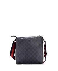 Pre-Owned Gucci Small Web Strap Front Zip Messenger Bag Gg Coated Canvas