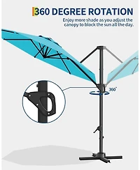 gaomon 10 ft Cantilever Patio Umbrella with Base, 360 Rotation, Offset Market Sunshade, Outdoor Deck & Garden