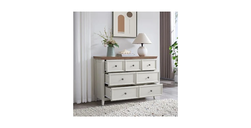 Flynama Rustic 3 Drawer Dresser Oak Finish Sturdy Construction for Bedroom Living Room Storage