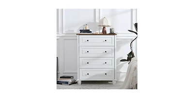 Flynama 4 Drawer Minimalist Dresser Rolling Cabinet for Bedroom Home Furniture with Spacious Drawers Easy Assembly Durable