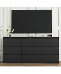 Flynama Multi Purpose Wooden Dresser 63 Inch Wide for Bedroom Living Room Closet Office