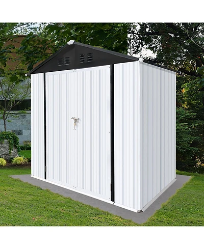 Mondawe 6x4 Ft Outdoor Metal Storage Shed with Apex Roof, Garden Tool Shed for Patio Backyard