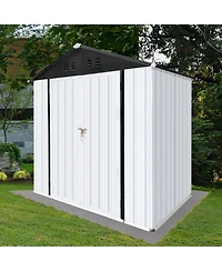 Mondawe 6x4 Ft Outdoor Metal Storage Shed with Apex Roof, Garden Tool Shed for Patio Backyard