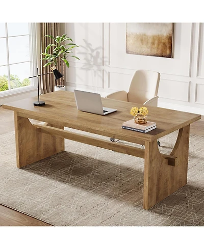 Tribesigns Executive Office Desk, 63-Inch Farmhouse Computer Desk, Large Writing Study Conference Table