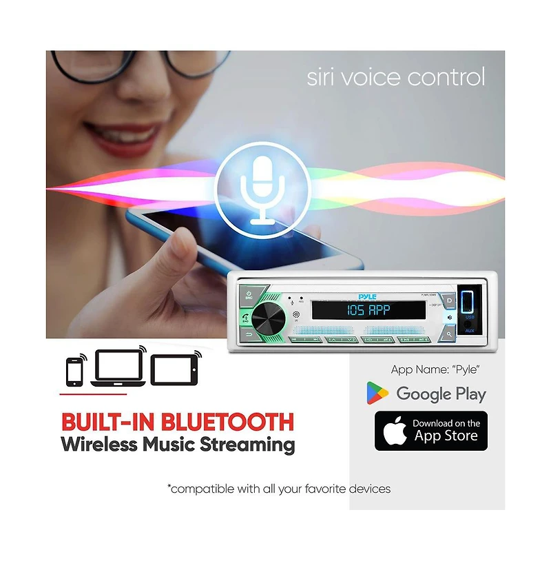 Pyle Single Din Am/Fm/MP3/Usb/Aux Stereo Receiver with Bluetooth (PLMRL50WB)