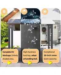 Aecojoy 14' x 8' Metal Hardtop Lean-To Feature Gazebo/Pergola