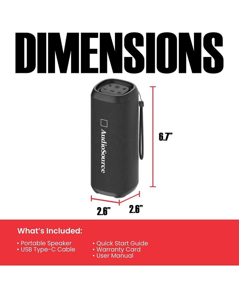 Audiosource AS730 30W Portable Bluetooth Speaker w/ IP67 Waterproof & 12H Battery