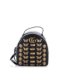 Pre-Owned Gucci Small Gg Marmont Backpack Embellished Matelasse Leather