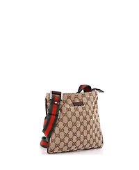 Pre-Owned Gucci Small Web Strap Zip Messenger Bag Gg Canvas