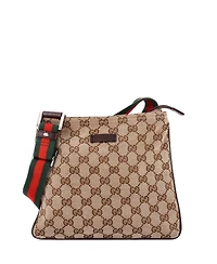 Pre-Owned Gucci Small Web Strap Zip Messenger Bag Gg Canvas