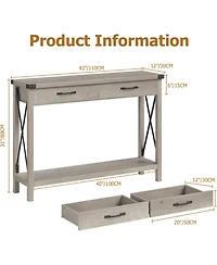 gaomon Farmhouse Console Table with 2 Drawers & Storage Shelf, Wooden Entry Table for Hallway & Living Room