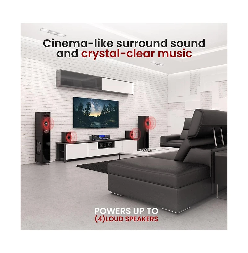 Pyle 4-Channel Bluetooth Home Theater Amplifier Receiver with Cd/Dvd Player (PD1000BA)