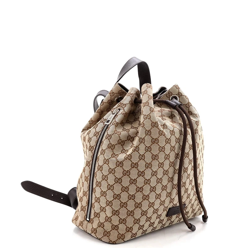 Pre-Owned Gucci Medium Drawstring Backpack Gg Canvas