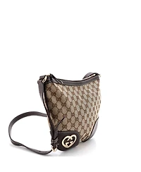 Pre-Owned Gucci Lovely Heart Interlocking G Crossbody Bag Gg Canvas with Leather