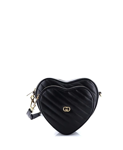 Pre-Owned Gucci Mini Interlocking G Heart Shoulder Bag Diagonal Quilted Leather