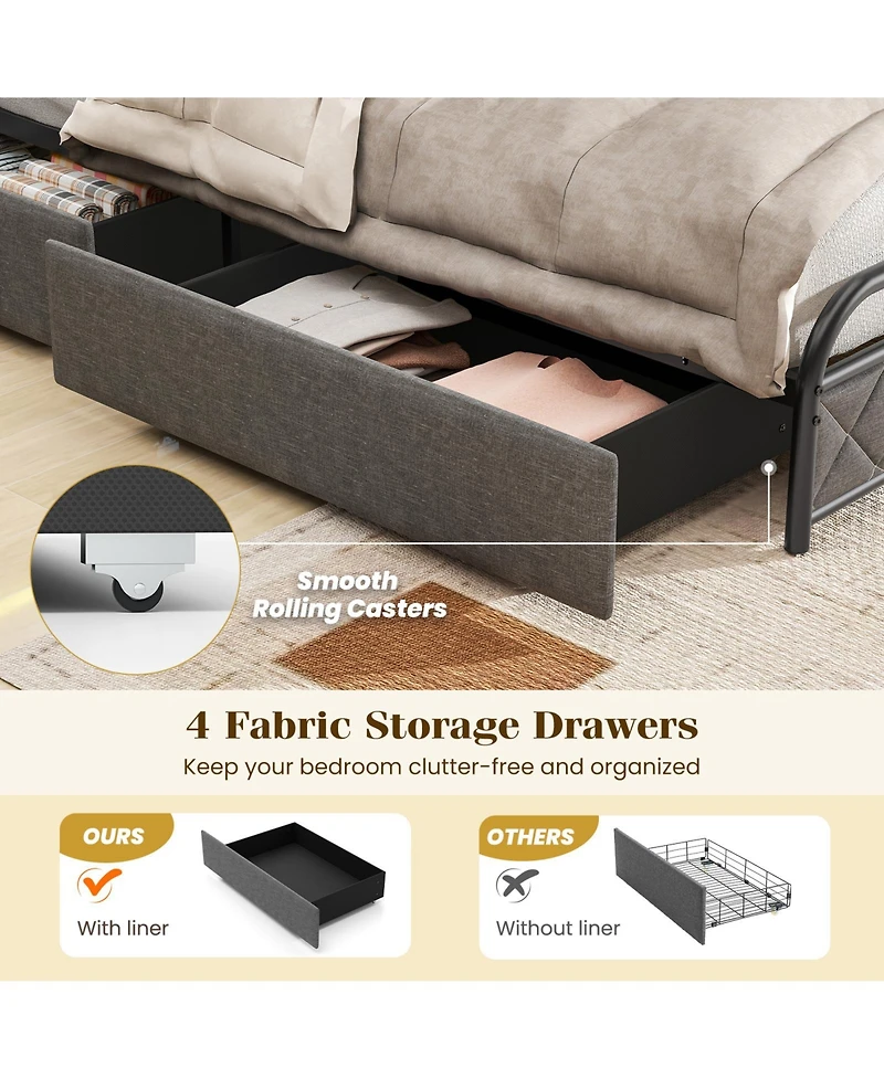 Sugift Bed Frame with Led Lights and Charging Station