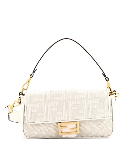 Pre-Owned Fendi Medium Baguette Nm Bag Zucca Embroidered Canvas